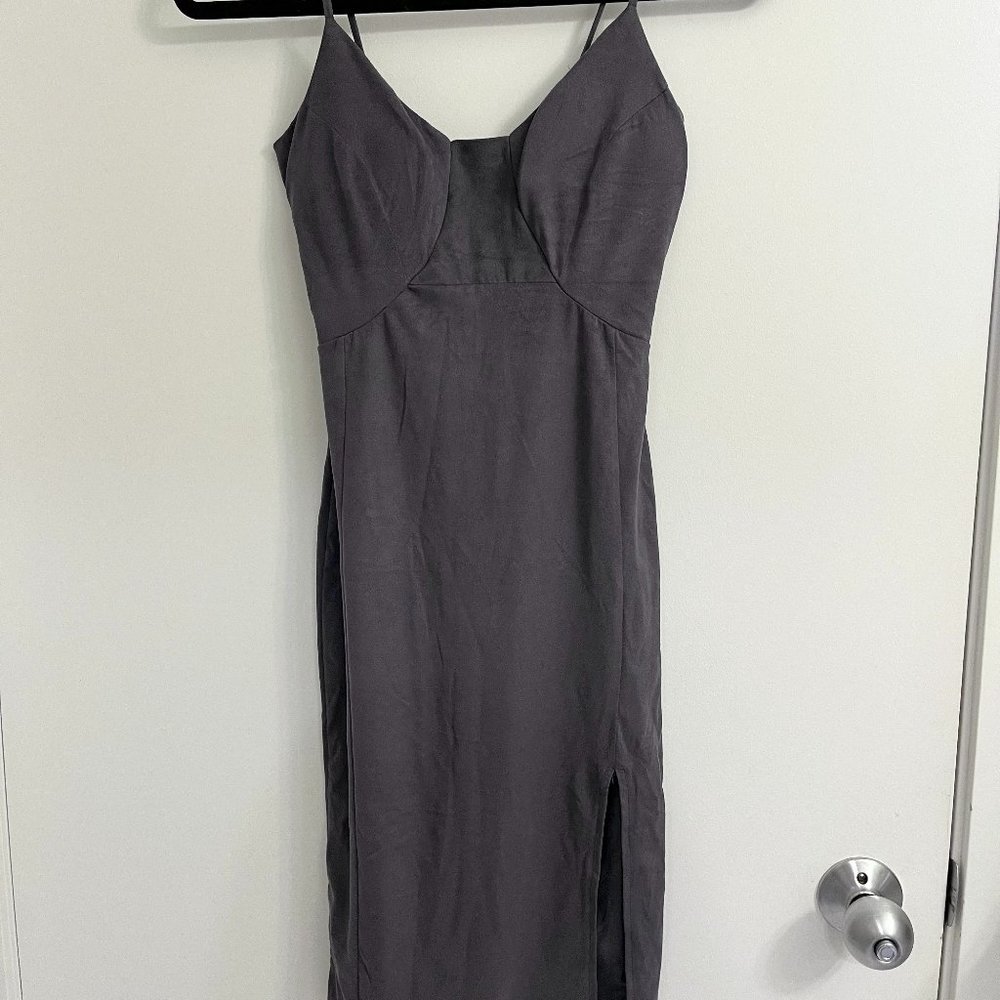 Women's Form Fitted Velvet Dress with Leg Slit